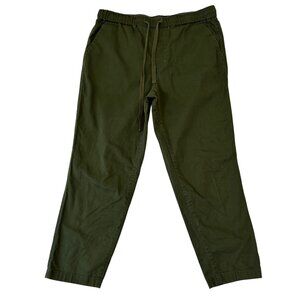 Wildfang Cotton Twill Pull On Pants Size M Olive Green Drawstring Stretch Pocket